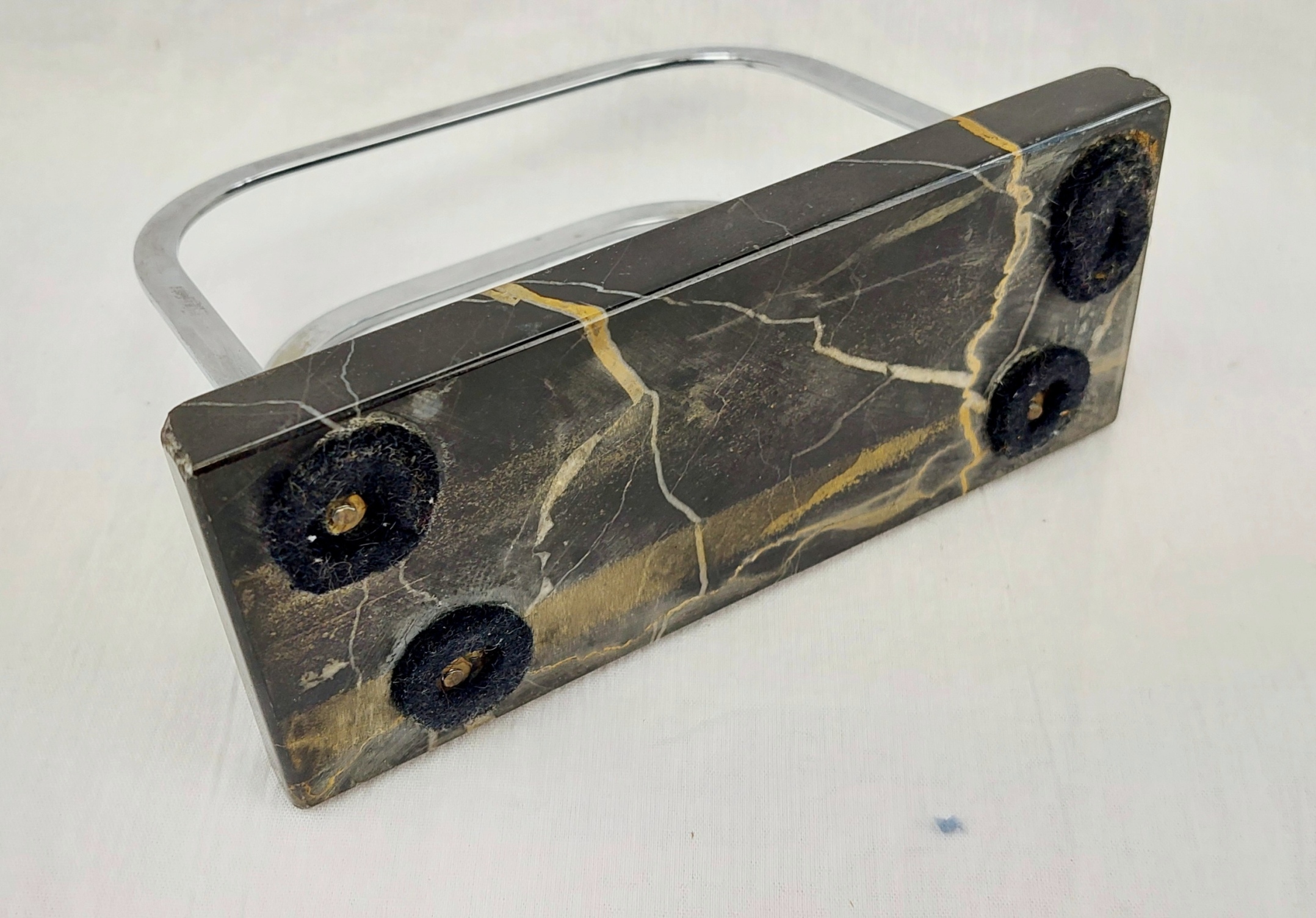 Art Deco Italian Portoro Marble Inkwell With Pen Rest And Letter Holder - Image 8