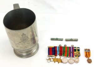 British, WWII & Post-War – Miniature Medal Group, Territorial Decorations, Loose Insignia & Named Royal Artillery Pewter Tankard – Attributed to Colonel J. R. Stanton, D.S.O., Royal Artillery