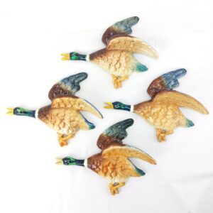 British, c.1950s – Set of Four Ceramic “Flying Ducks” Wall Plaques, Falcon Ware / SylvaC – Pattern No. 1402 (4)