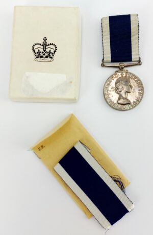 British, c.1950s–60s, Queen Elizabeth II Royal Navy Long Service & Good Conduct Medal, With Original Box & Spare Ribbon - R. J. IFOULD, M956587H
