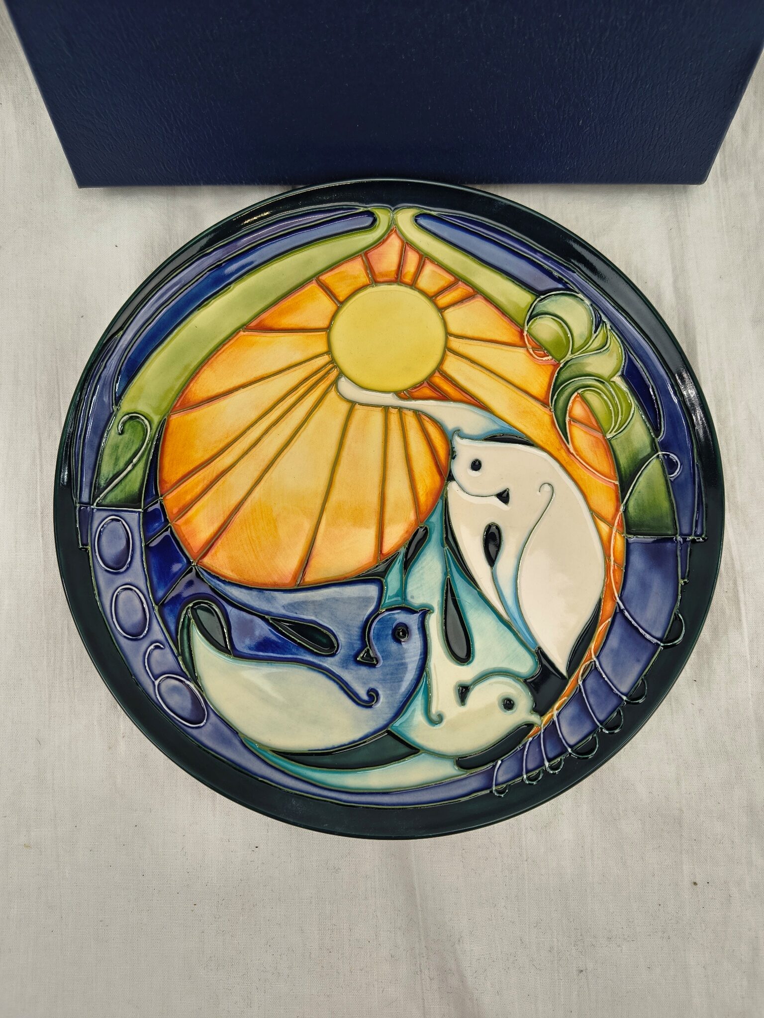 Boxed 2005 Moorcroft Pottery Limited Edition Sunbird Pattern Plate Emma Bossons - Image 2