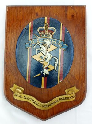 British, Royal Electrical & Mechanical Engineers (REME) Wall Plaque, Hand-Painted Crest