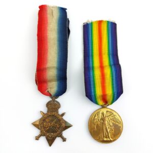 British, WW1, Medal Pair to 56500 BMBR. J. SYKES, Royal Field Artillery (R.F.A.), 1914-15 Star & Victory Medal (2)