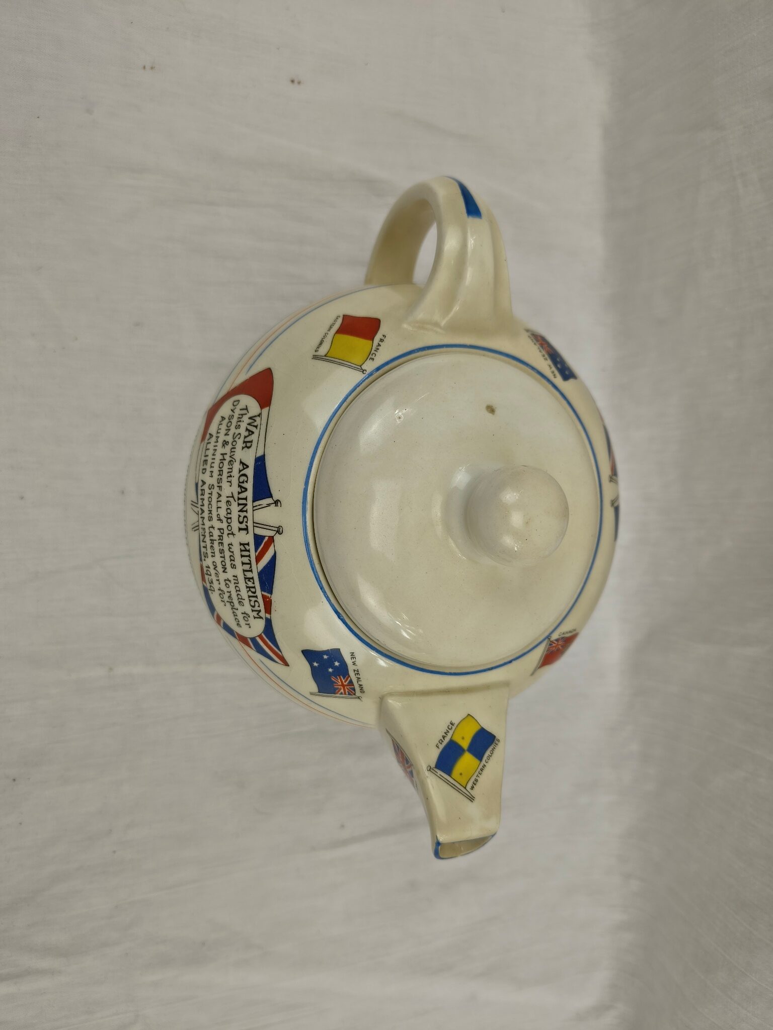 Circa 1939 Crown Ducal War Against Hitlerism Souvenir Teapot - Image 5