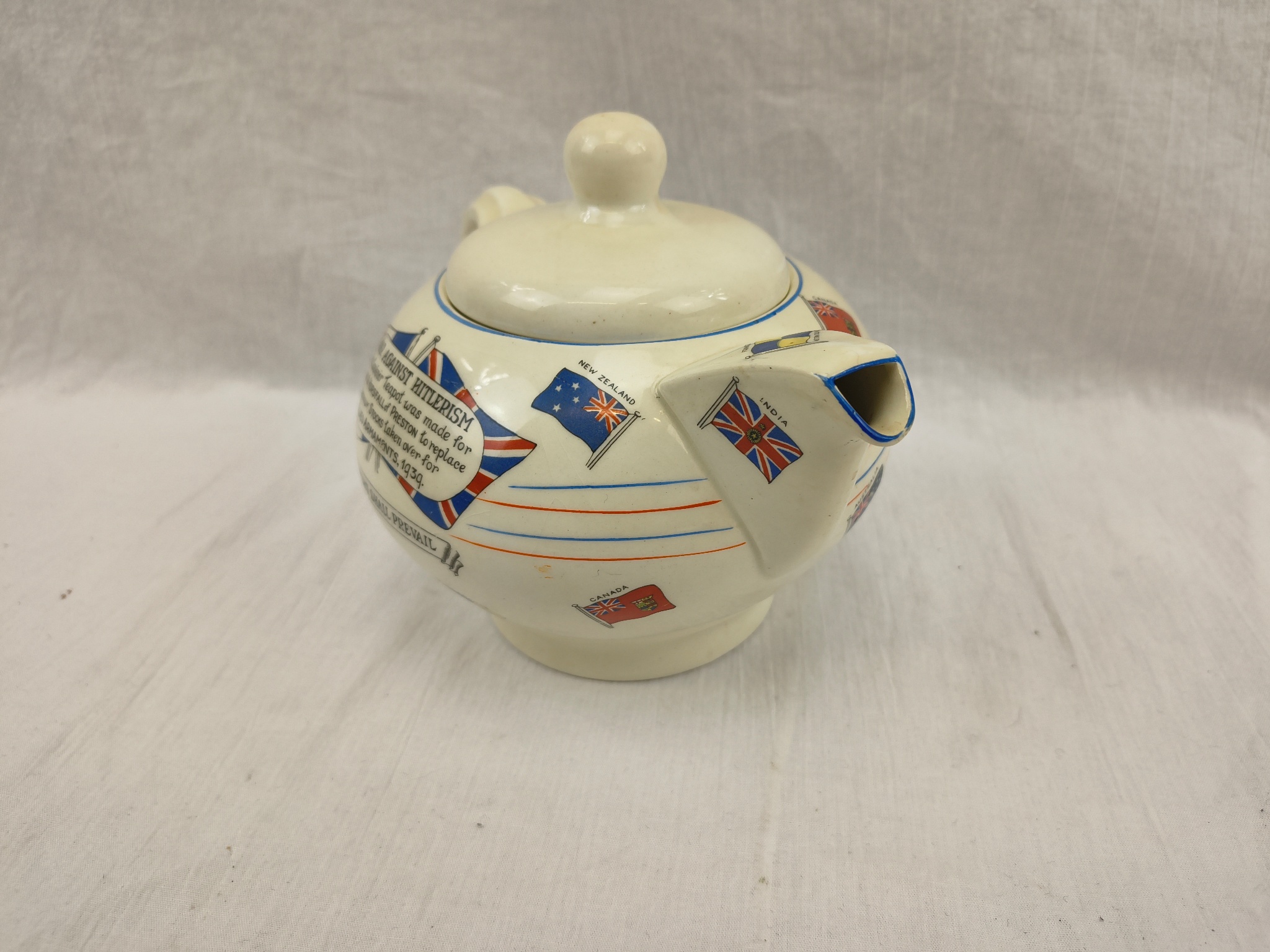 Circa 1939 Crown Ducal War Against Hitlerism Souvenir Teapot - Image 4