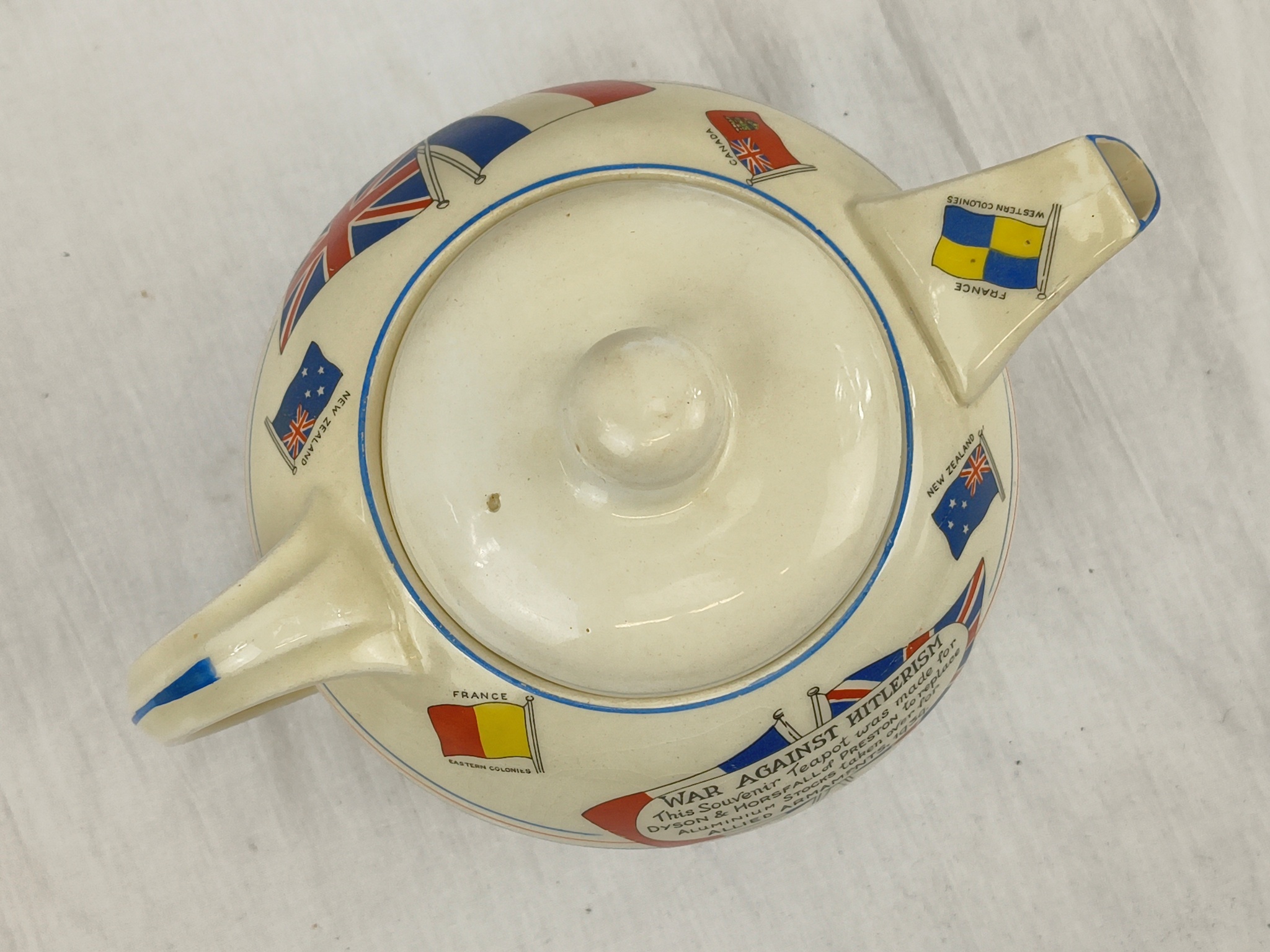 Circa 1939 Crown Ducal War Against Hitlerism Souvenir Teapot - Image 10
