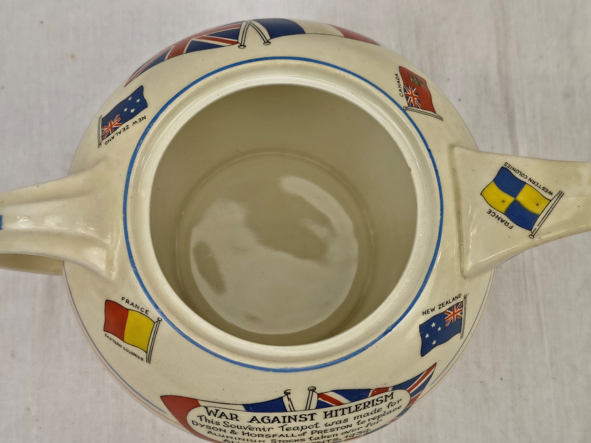 Circa 1939 Crown Ducal War Against Hitlerism Souvenir Teapot - Image 8
