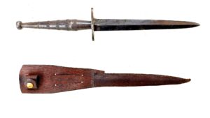 France, WWII, Fairbairn-Sykes “Nail Head” Fighting Knife — Rare French Resistance–Associated Variant (SOE Supply Pattern), and Original WWII Sheath