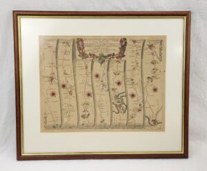 Framed Hand Coloured Road Map London To Poole By John Ogilby 1600 To 1676