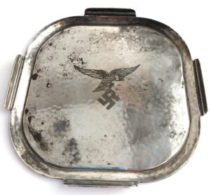 German, WW2, Luftwaffe Silver-Plated Schnapps - Spirits Tray, Engraved Eagle
