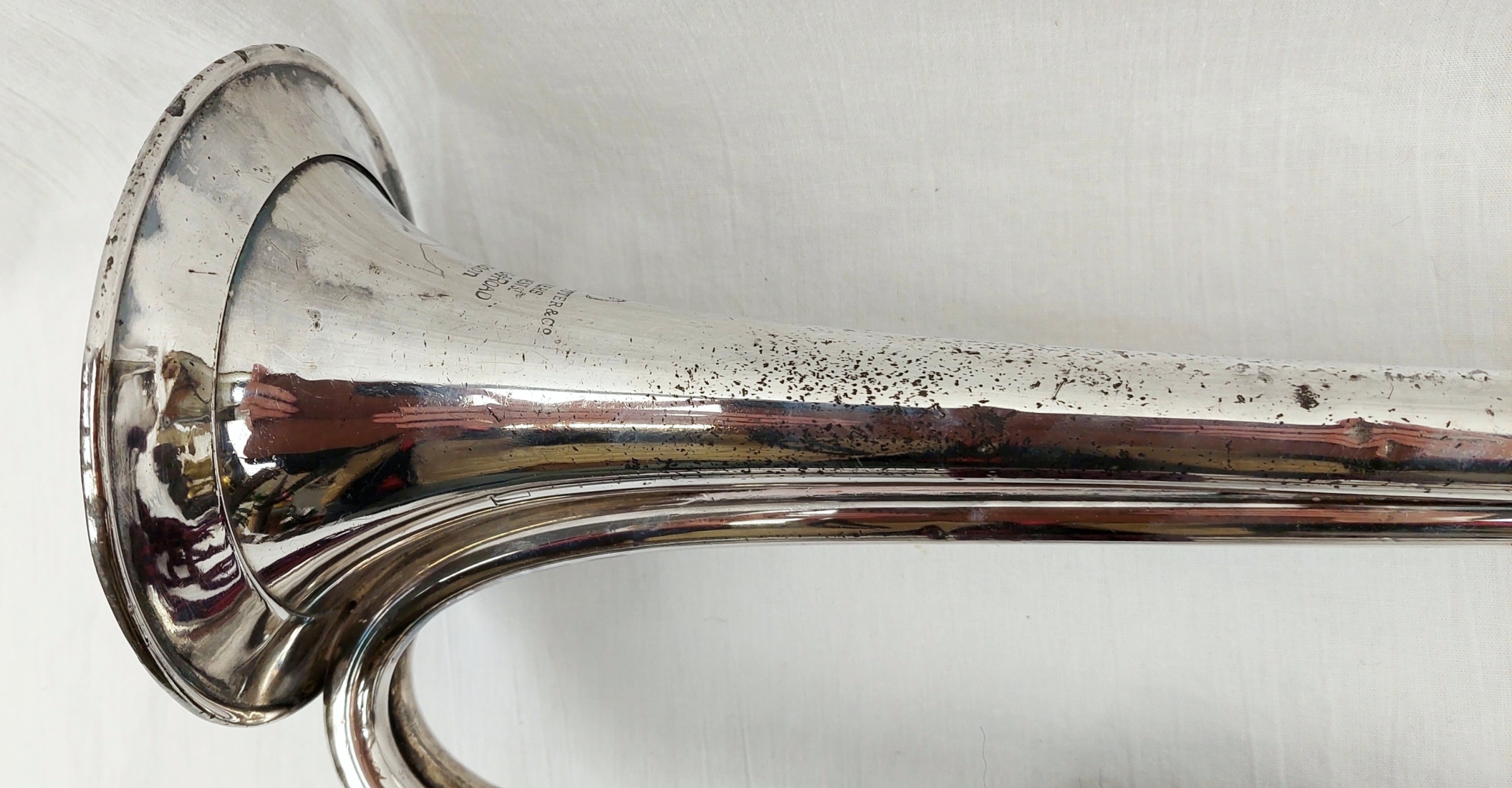 Hampshire Yeomanry Volunteers Or Middlesex Volunteers 1920s White Metal Bugle #2 - Image 12