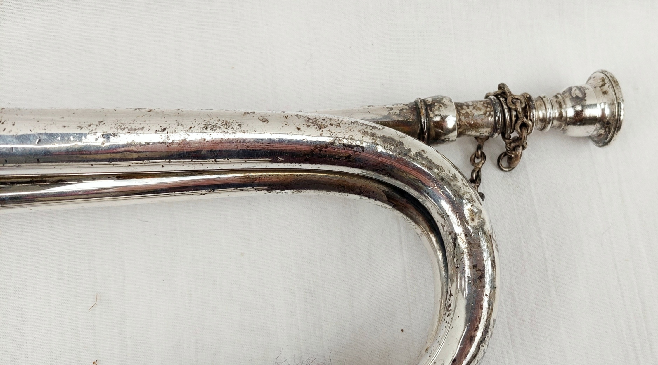 Hampshire Yeomanry Volunteers Or Middlesex Volunteers 1920s White Metal Bugle #2 - Image 11