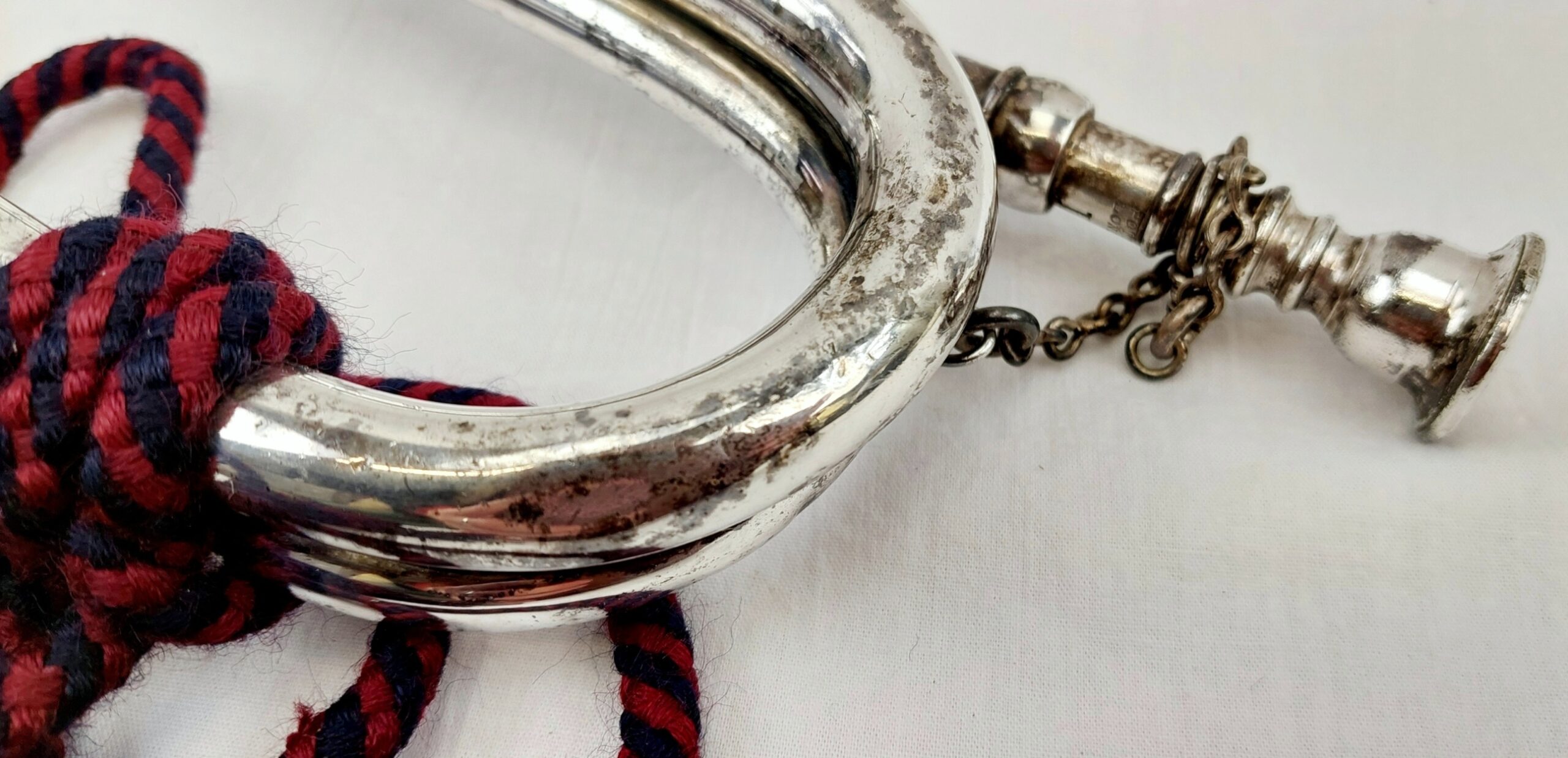 Hampshire Yeomanry Volunteers Or Middlesex Volunteers 1920s White Metal Bugle #2 - Image 9