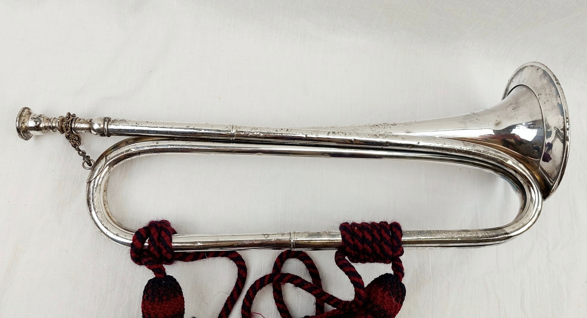 Hampshire Yeomanry Volunteers Or Middlesex Volunteers 1920s White Metal Bugle #2 - Image 8
