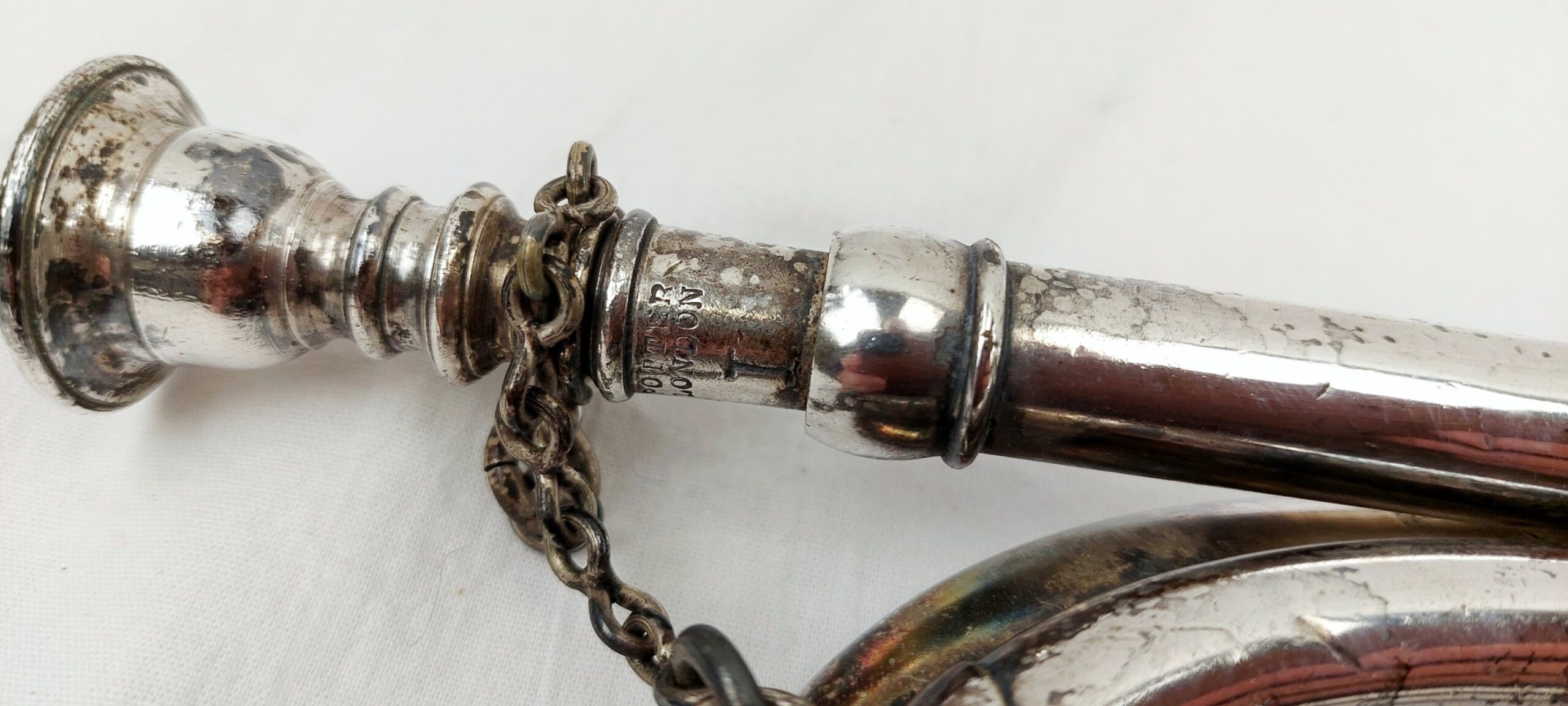 Hampshire Yeomanry Volunteers Or Middlesex Volunteers 1920s White Metal Bugle #2 - Image 3