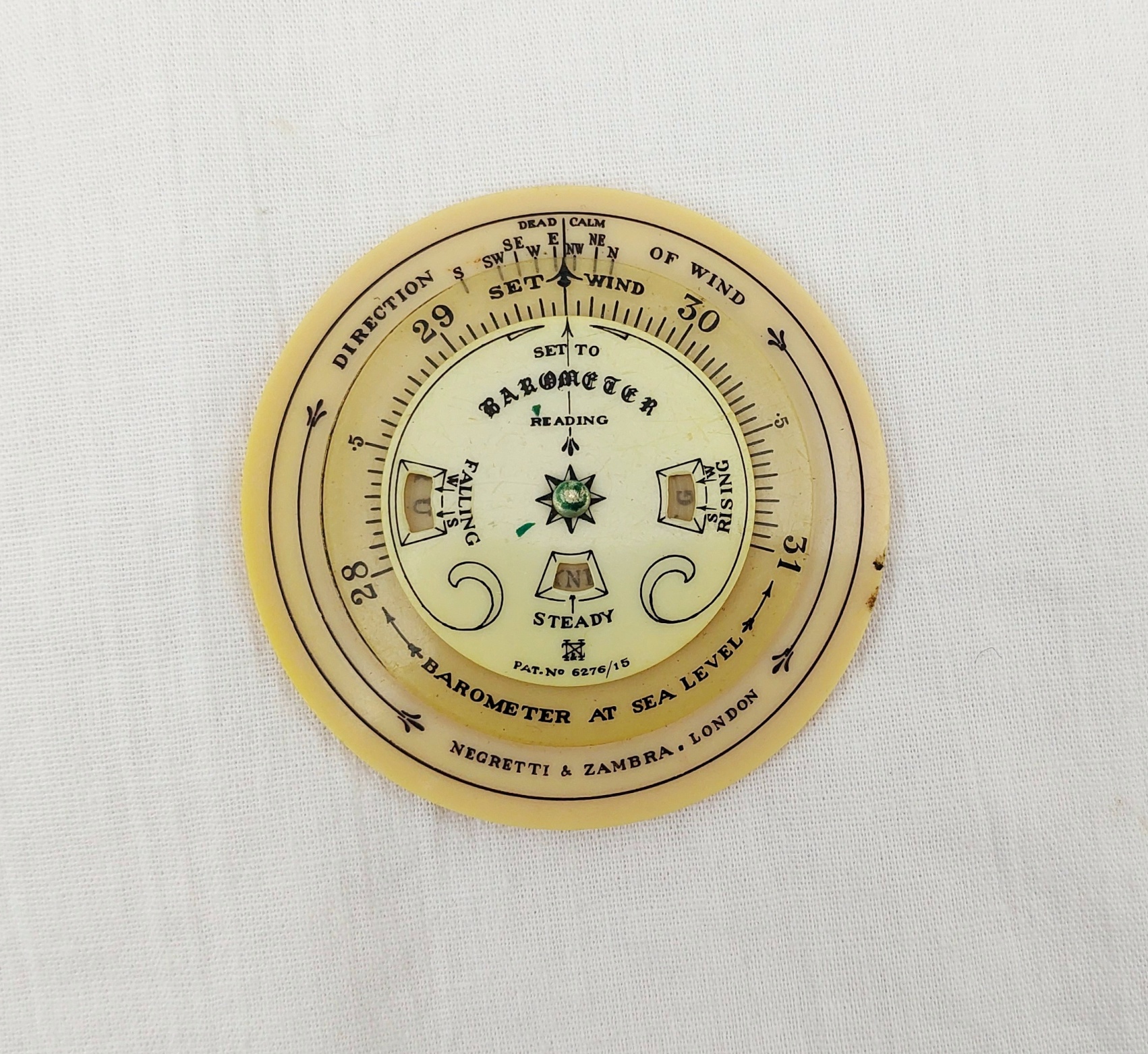 Antique Negretti & Zambra London 1915Provisional Patent Pocket Weather Forecaster