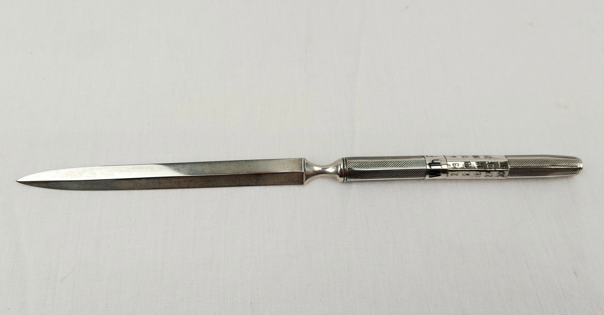 London 1967 Silver Handled Letter Opener Perpetual Calendar By Cohen & Charles