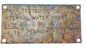 USA, 1935–1939, Pearl Harbor Navy Yard Brass Pressure Test Plate, Territory of Hawaii
