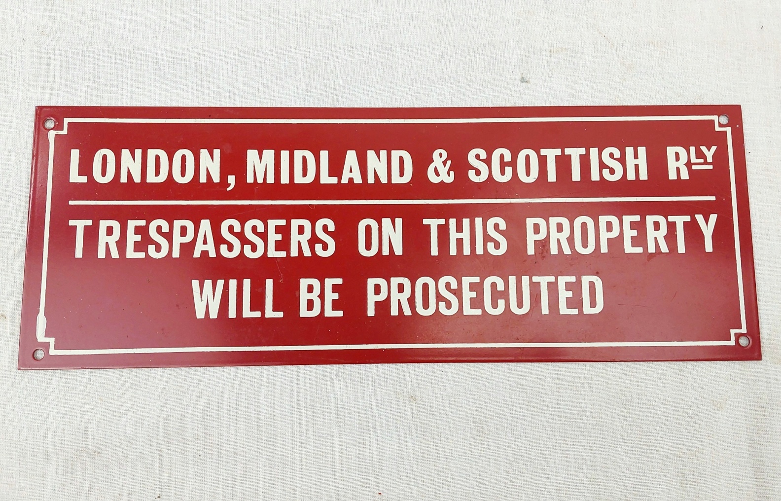 Vintage LMS Railways Trespassers Metal Sign