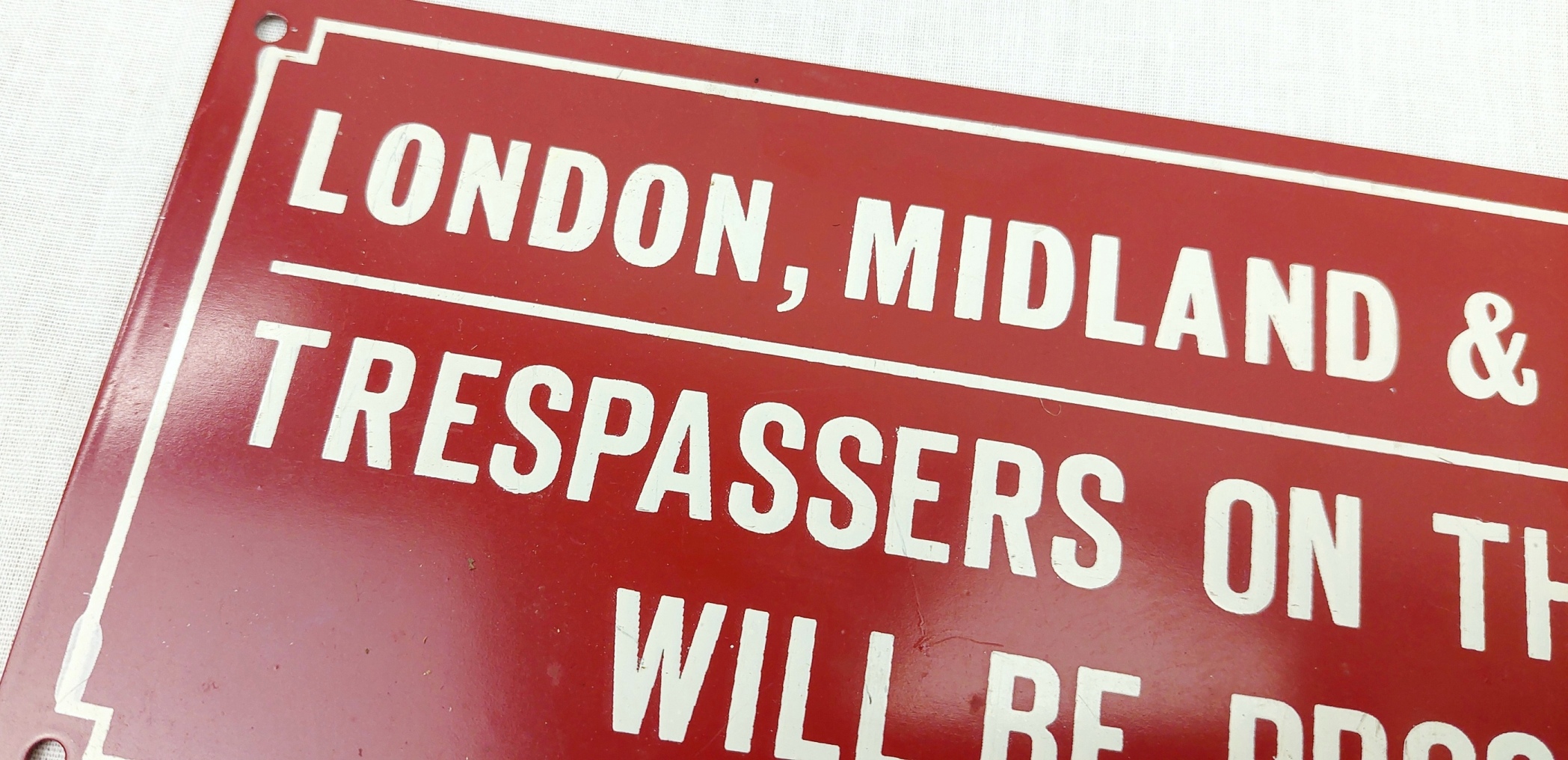 Vintage LMS Railways Trespassers Metal Sign - Image 2