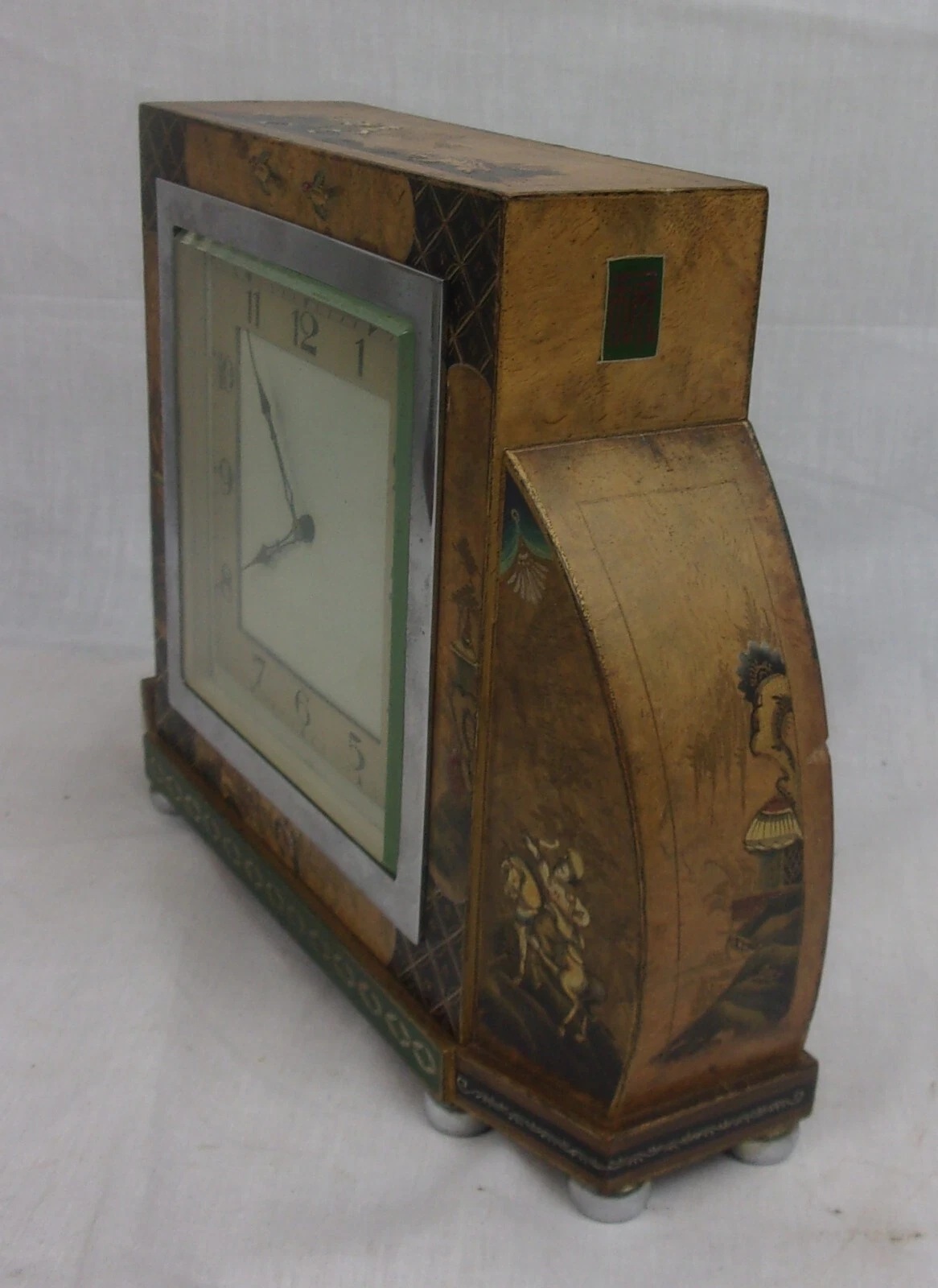 1920s Chinoiserie Lacquered Mantle Clock - Image 2