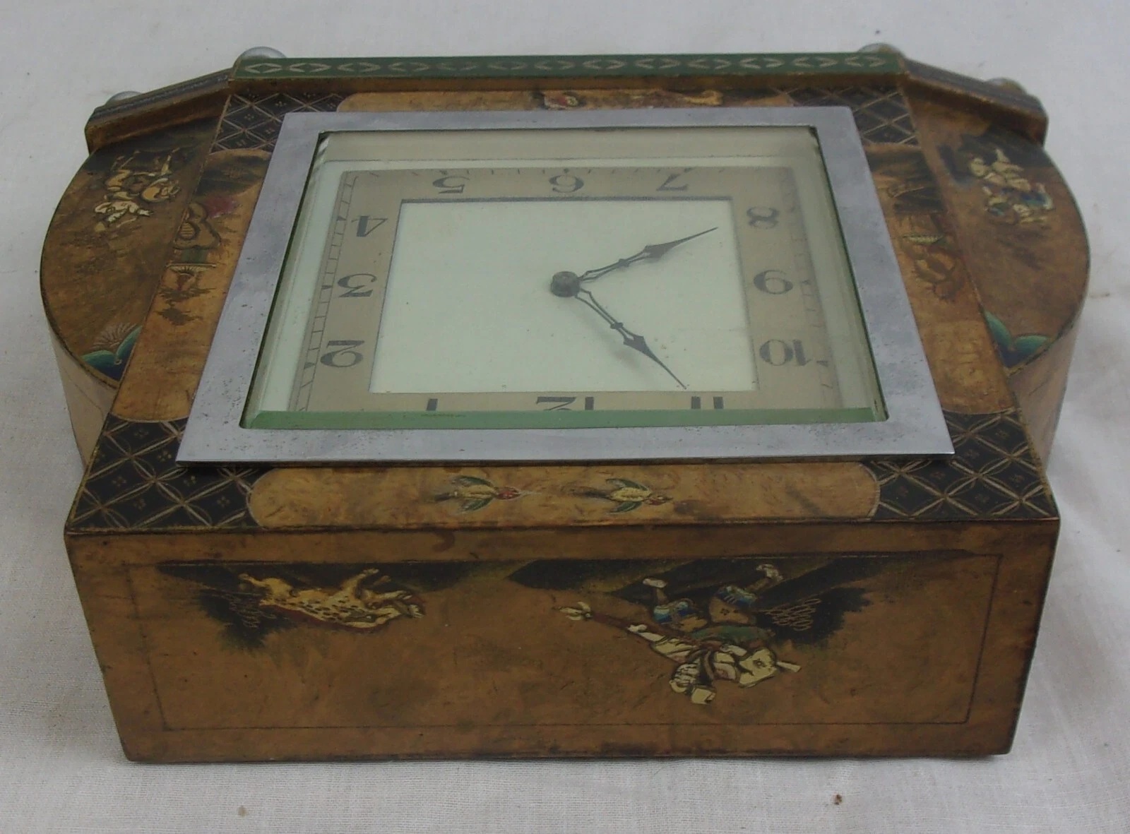 1920s Chinoiserie Lacquered Mantle Clock - Image 4