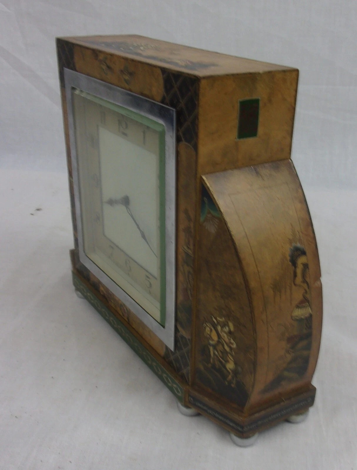 1920s Chinoiserie Lacquered Mantle Clock - Image 9