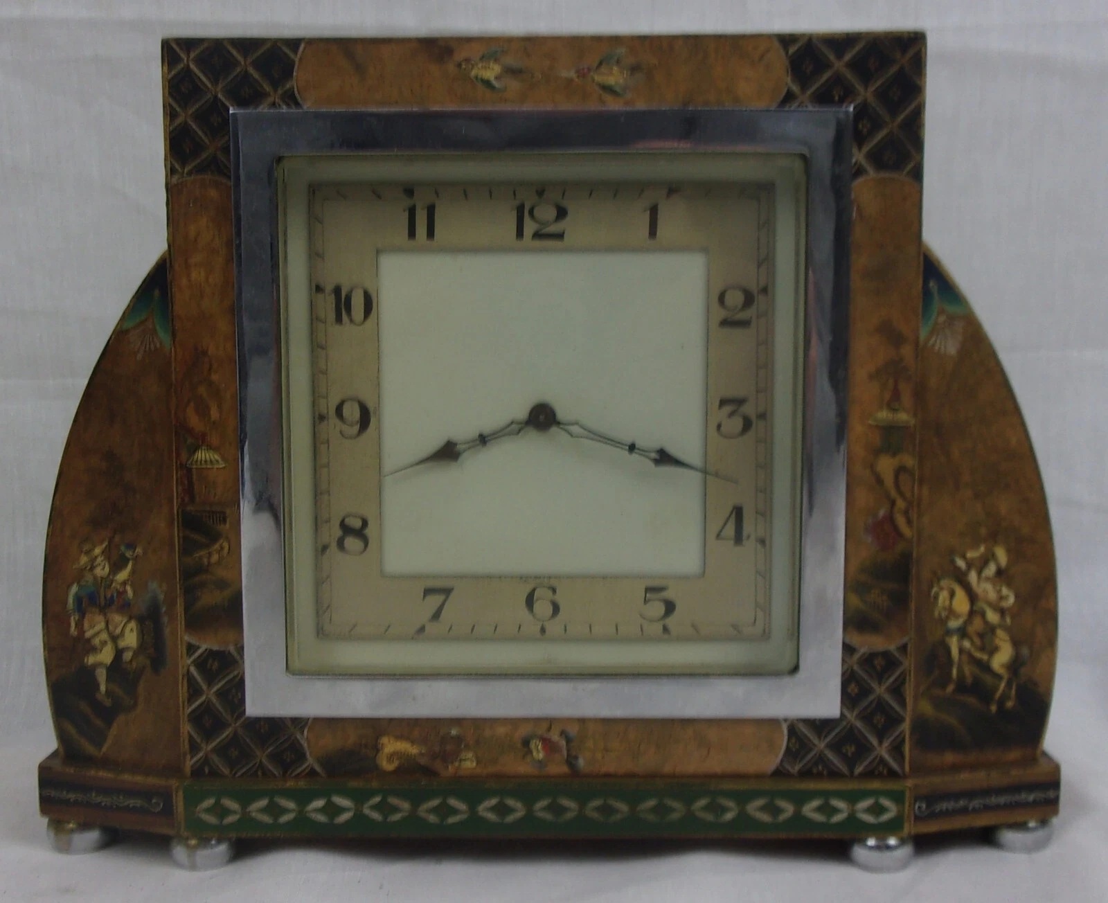 1920s Chinoiserie Lacquered Mantle Clock - Image 10