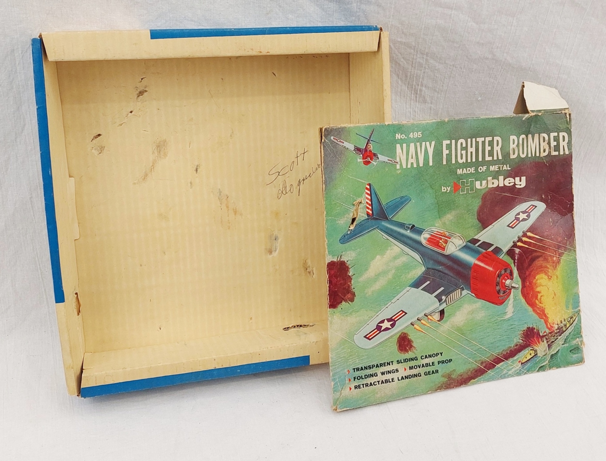 1960s Boxed Hubley Tinplate Navy Fighter Bomber - Image 10