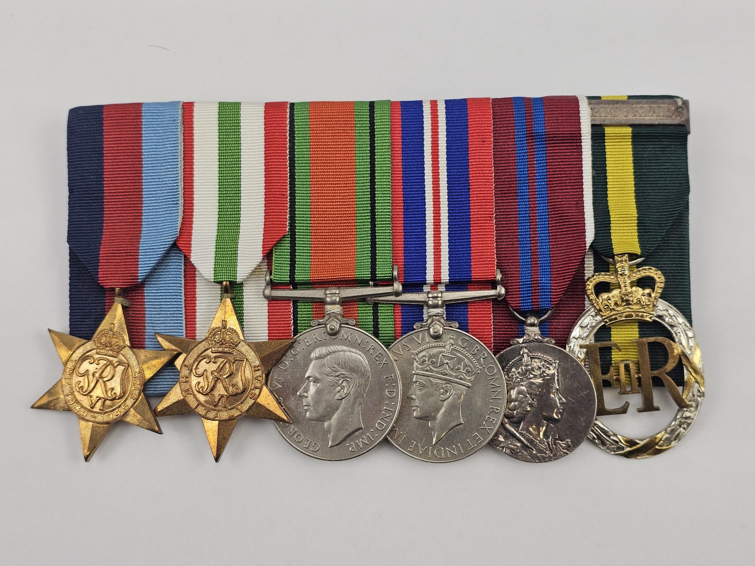 A British WW2 Mounted Italy Star and Teritorial Medal Set