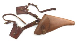 Britain, WW2, Officer’s Sam Browne Leather Holster & Ammunition Pouches, Named to P. D. Warren, R.A.