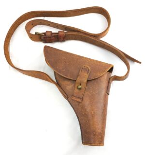 British, WW2-1944, MILCO Very Pistol (Flare Gun) Leather Shoulder Holster, Re-Issued MA 1954 Australia