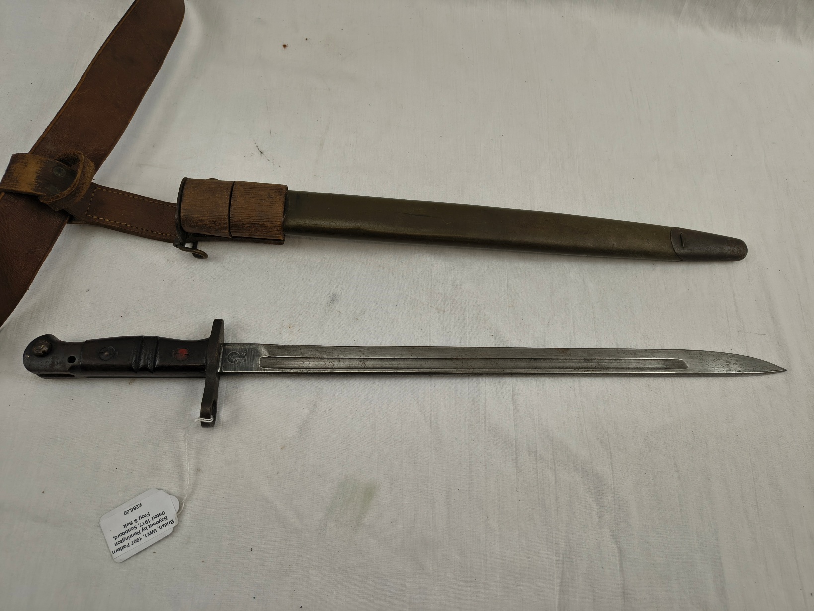 British WW1 1907 Pattern 1917 Bayonet By Remington With Scabbard, Frog and Belt - Image 12