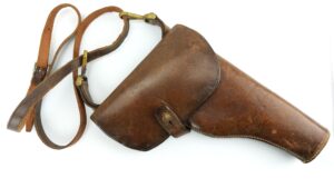 British, WW1, Webley Mk I Self-Loading Pistol Holster, Brown Leather, with Shoulder Straps