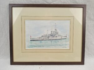 Contemporary Watercolour Of HMS Renown 1940 In The Med By Max Crosby