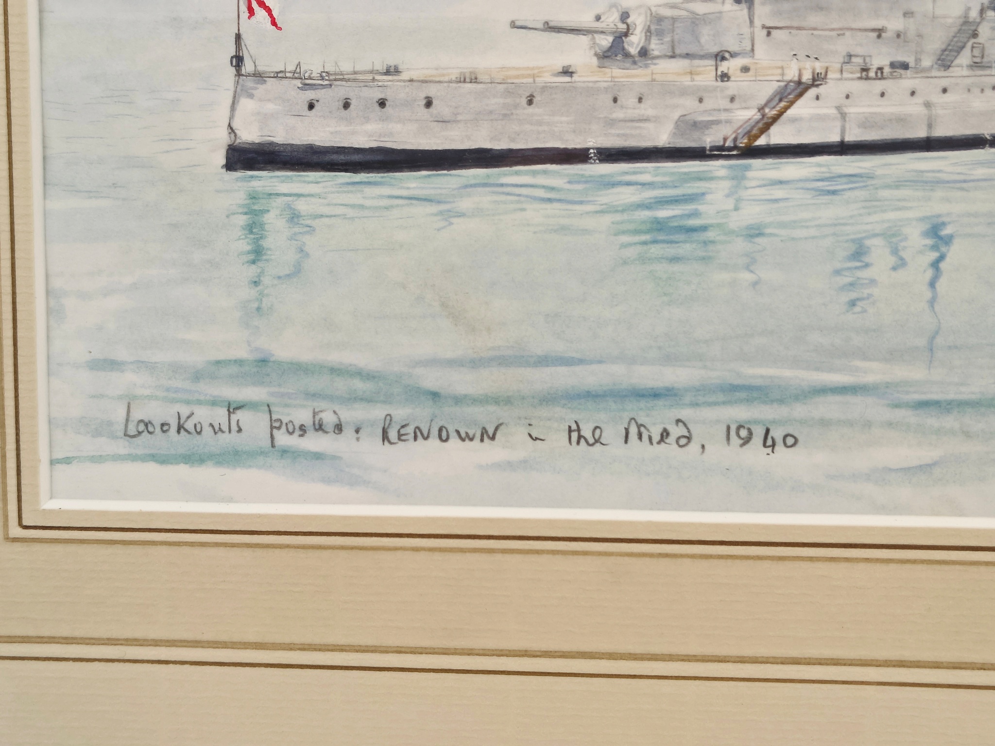 Contemporary Watercolour Of HMS Renown 1940 In The Med By Max Crosby - Image 7