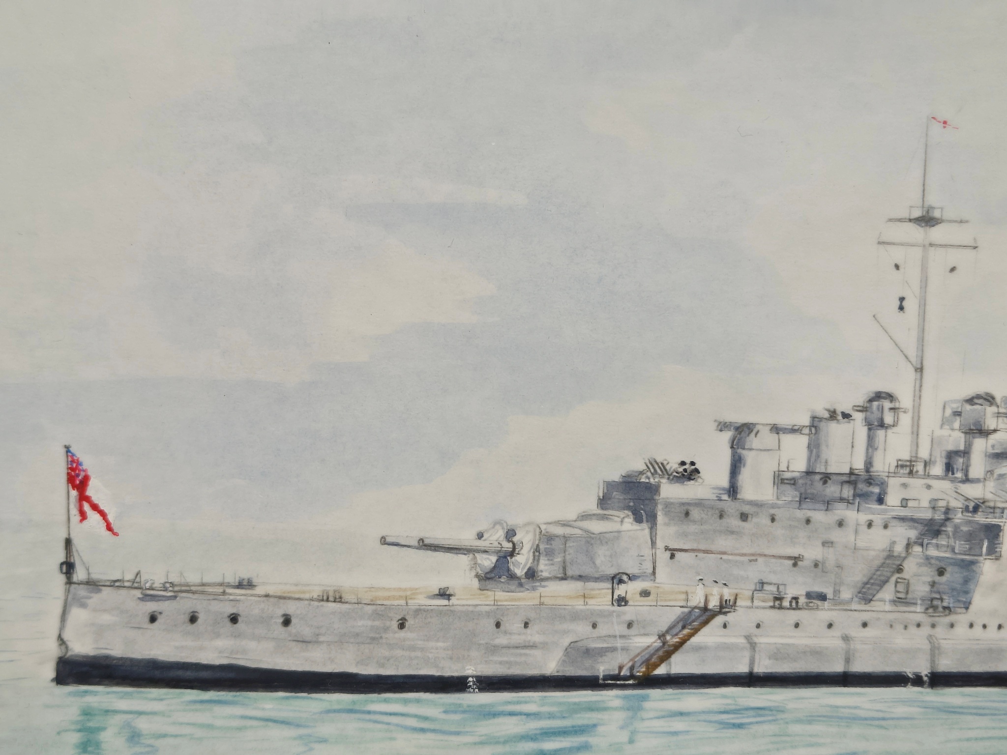Contemporary Watercolour Of HMS Renown 1940 In The Med By Max Crosby - Image 3