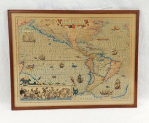 Circa 1606 Septentrio America Hand Coloured Map By Jodocus Hondius