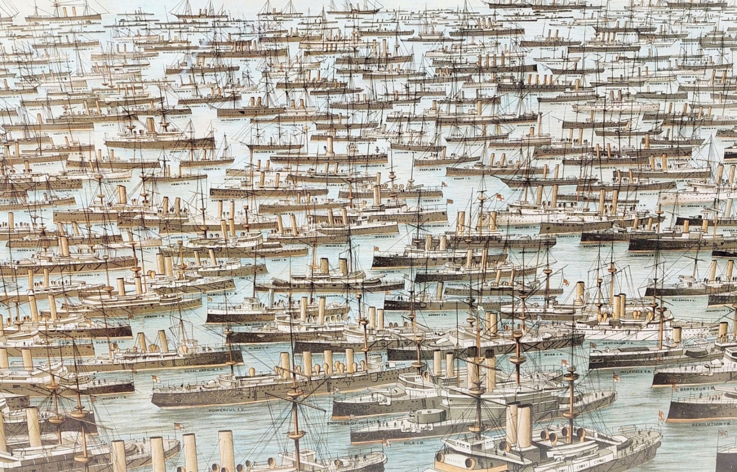 Victorian Framed And Glazed Britain's Empire Of The Sea Chromolithograph - Image 3