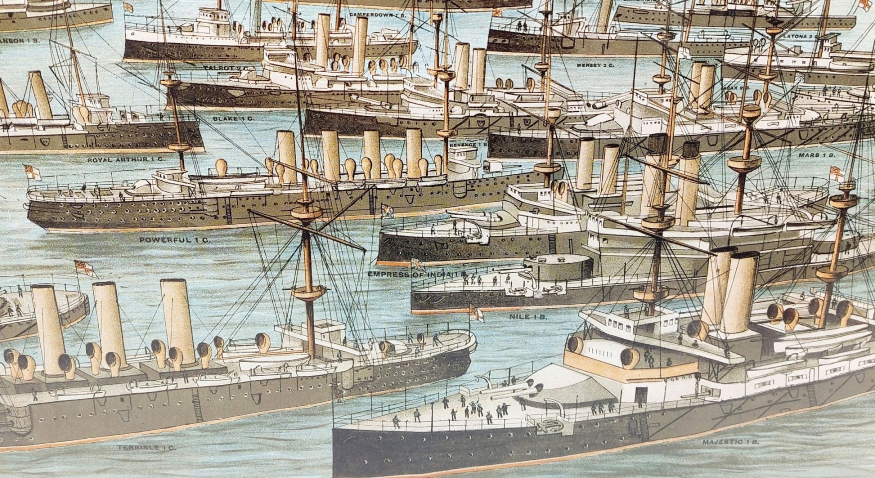 Victorian Framed And Glazed Britain's Empire Of The Sea Chromolithograph - Image 5