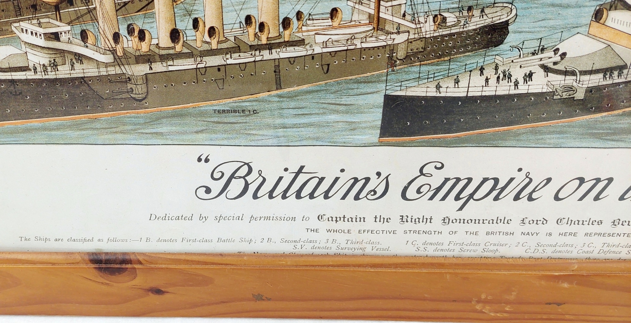 Victorian Framed And Glazed Britain's Empire Of The Sea Chromolithograph - Image 8