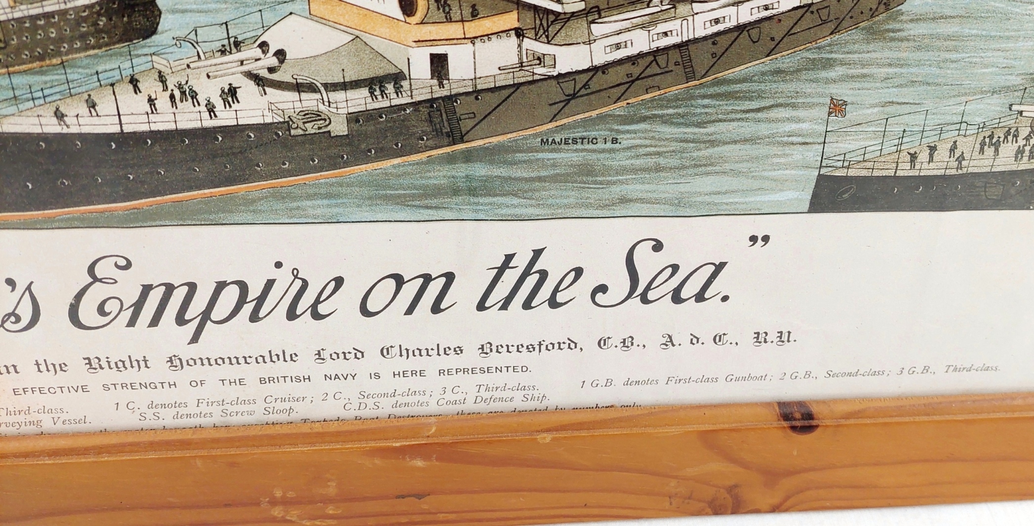 Victorian Framed And Glazed Britain's Empire Of The Sea Chromolithograph - Image 6