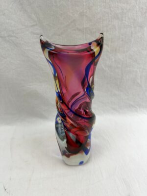 Large 1960s Murano Handblown Sommerso Spiral Glass Vase