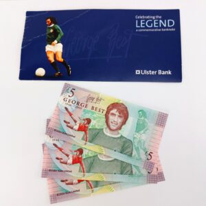 Northern Ireland, 2006, Ulster Bank £5 George Best Commemorative Banknote, Presentation Folder & Three Notes