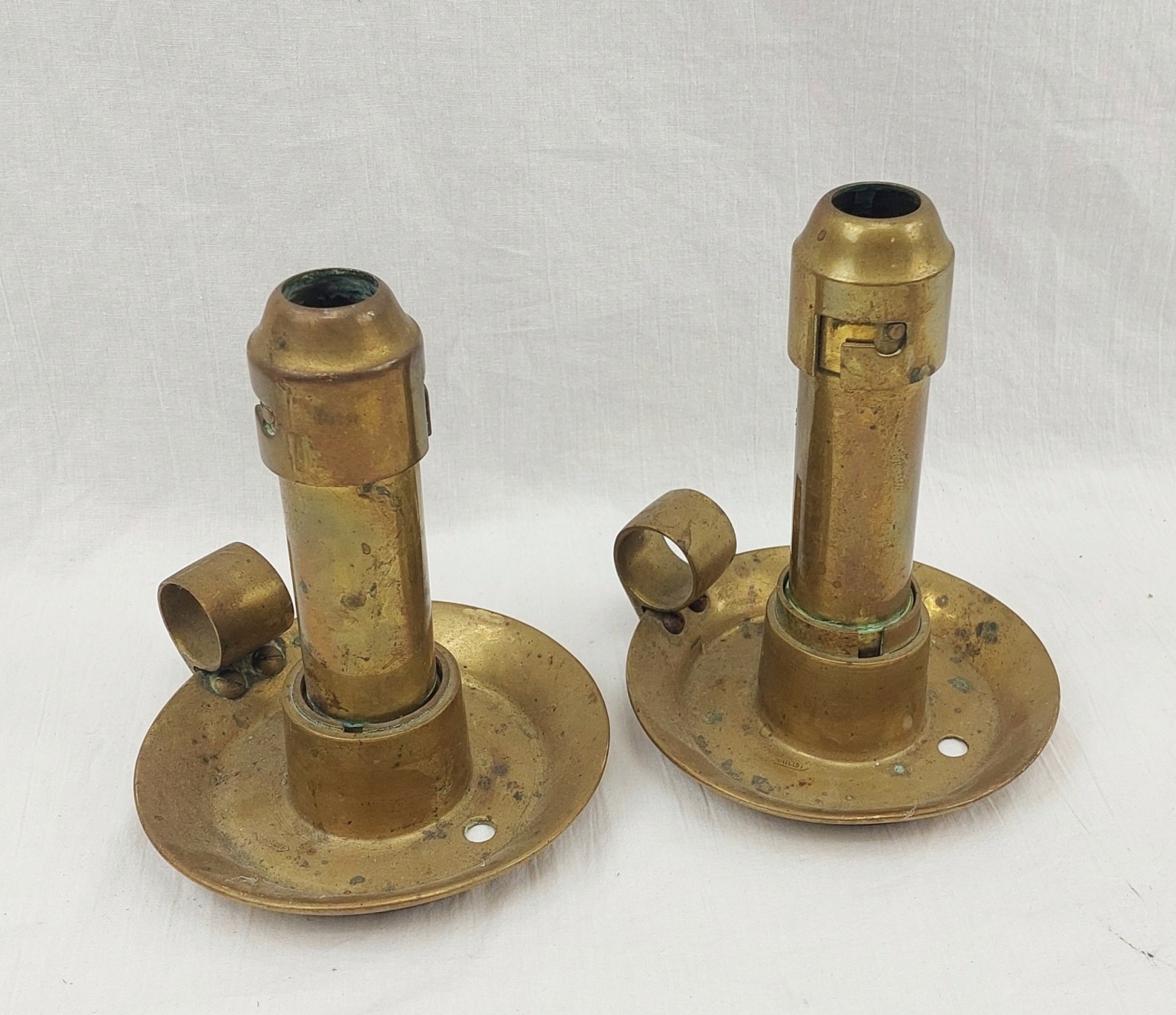 Pair Of Heavy Brass Georgian Candlesticks