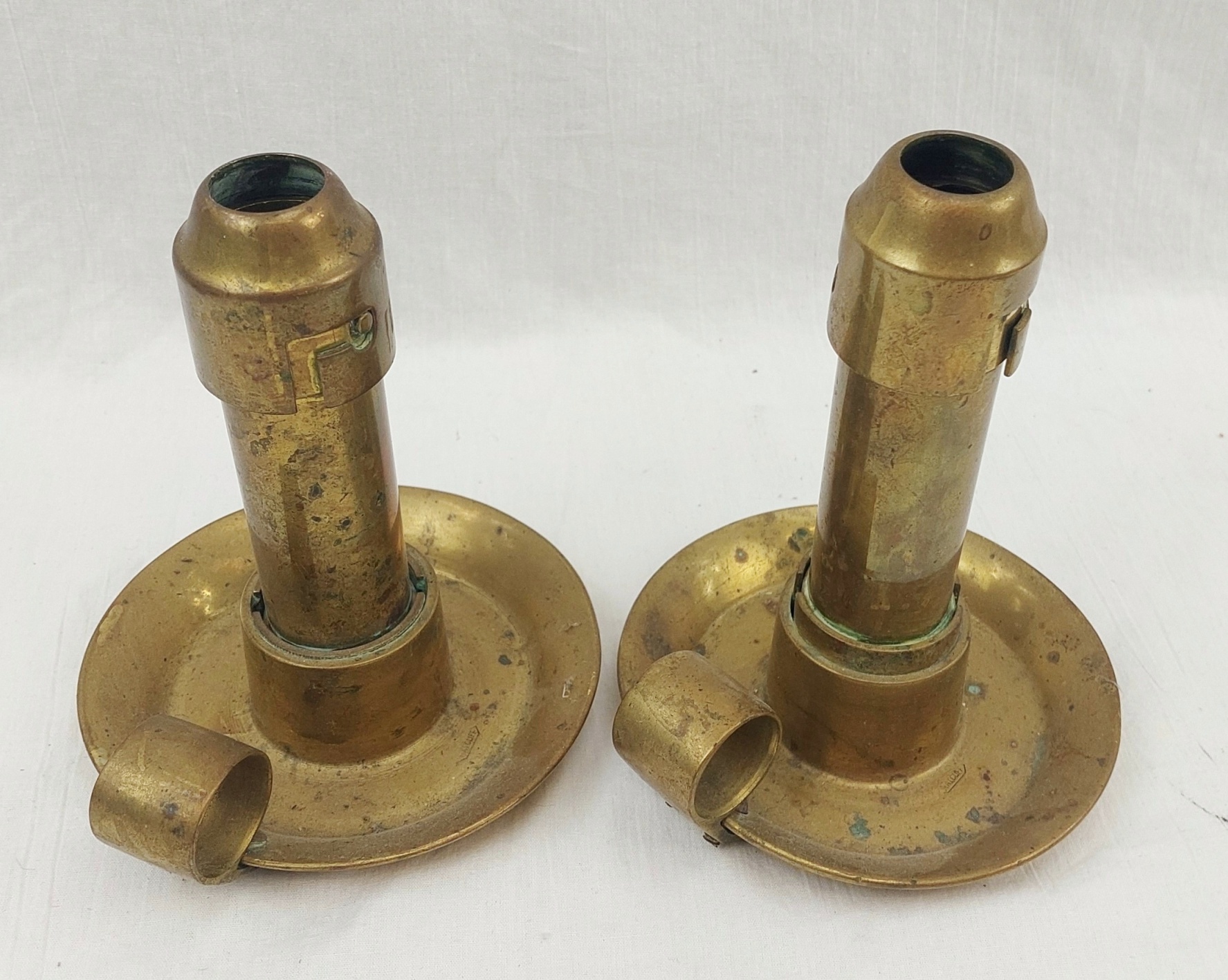 Pair Of Heavy Brass Georgian Candlesticks - Image 2