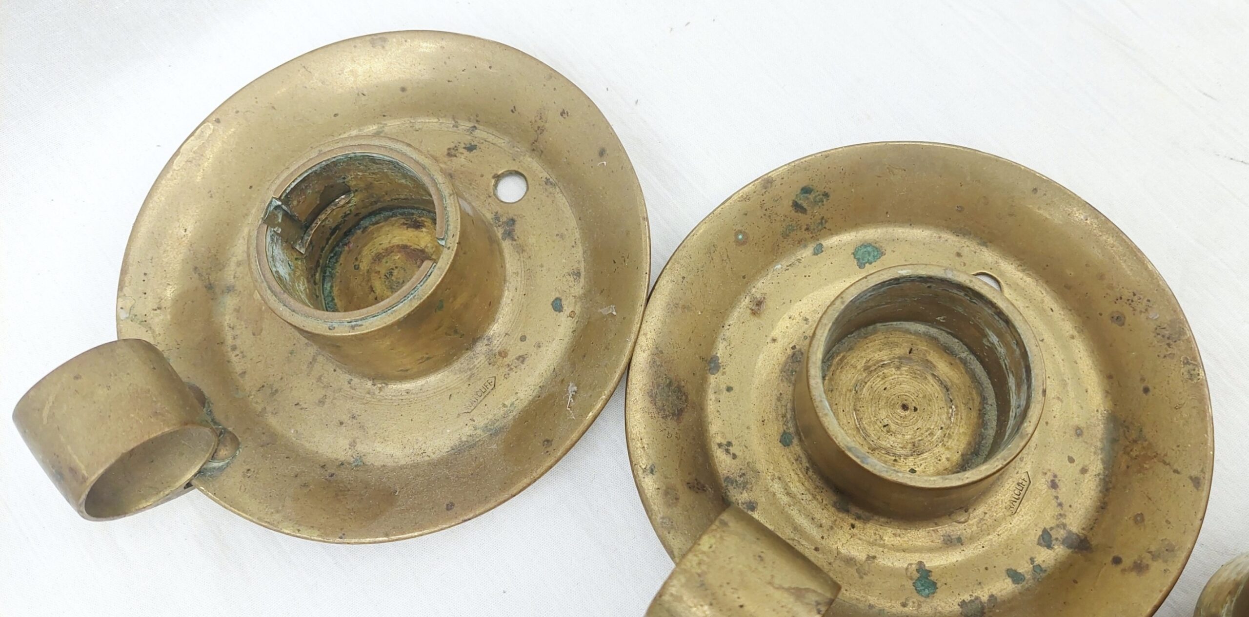 Pair Of Heavy Brass Georgian Candlesticks - Image 6