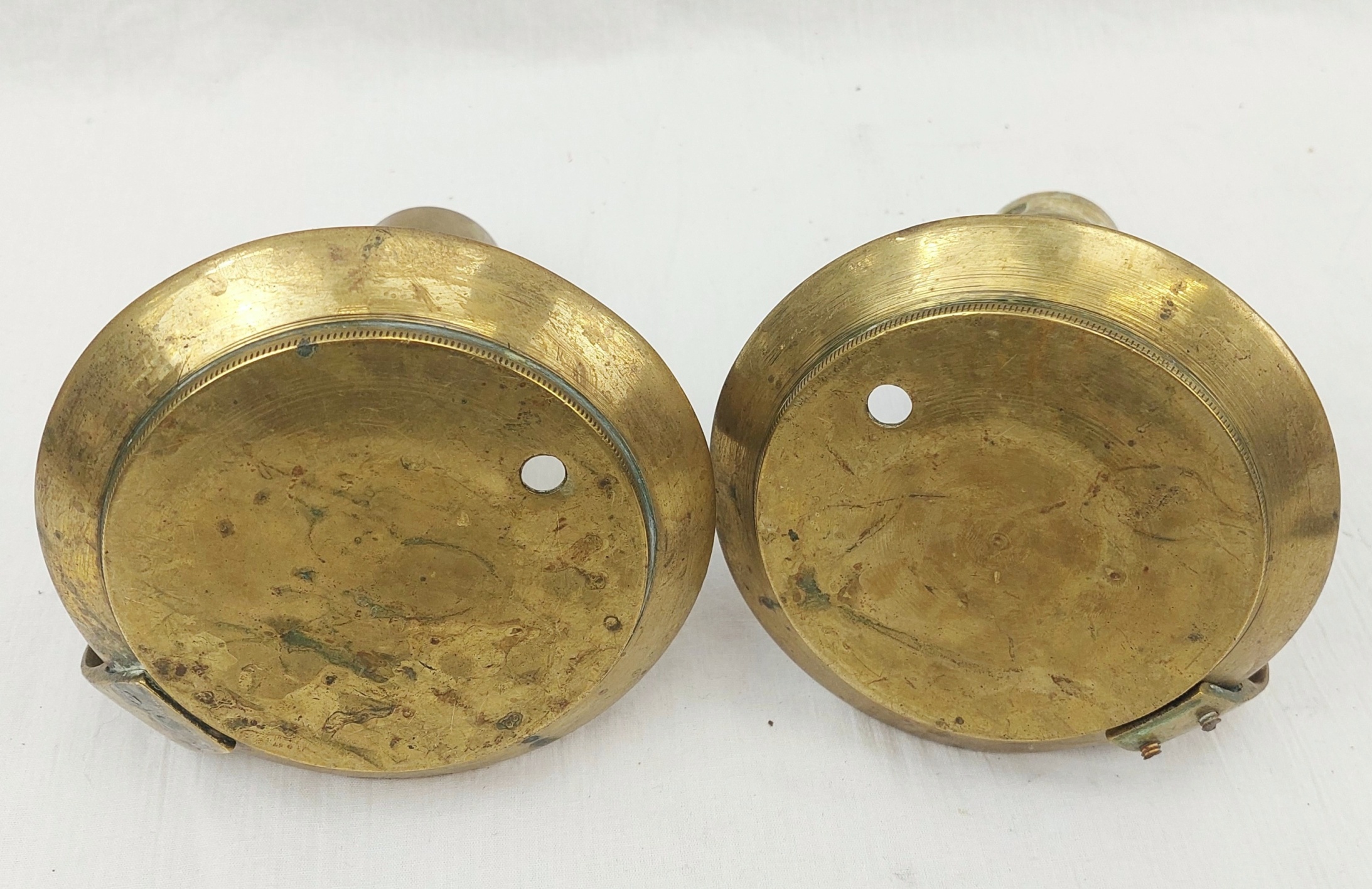 Pair Of Heavy Brass Georgian Candlesticks - Image 3