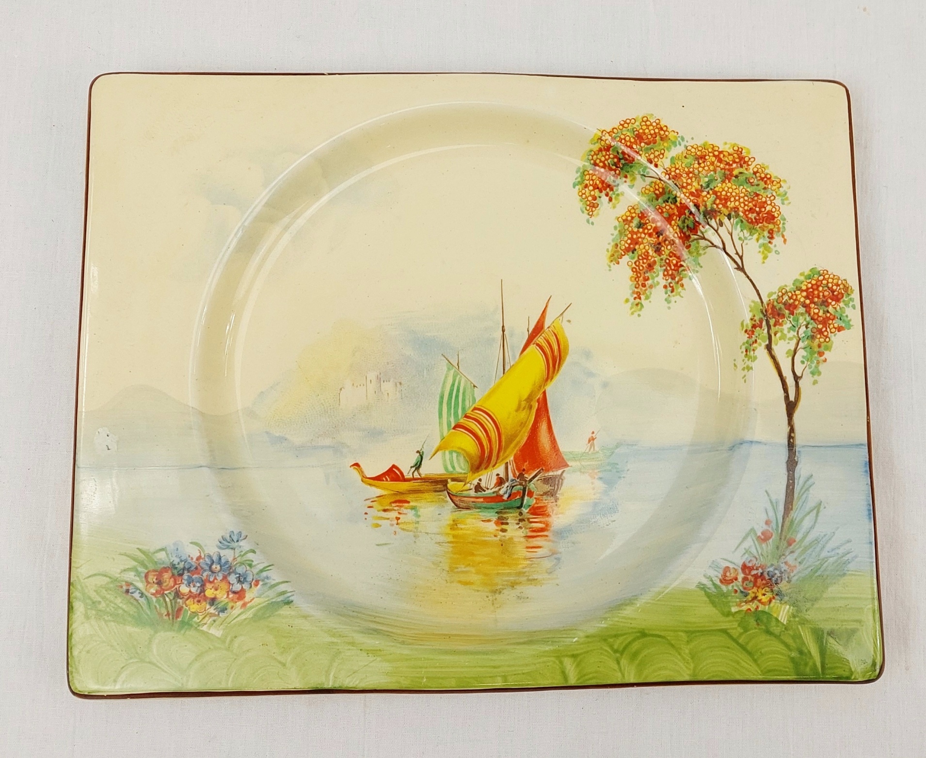 1930s Clarice Cliff Biarritz Paradise Pattern Rectangular Plate