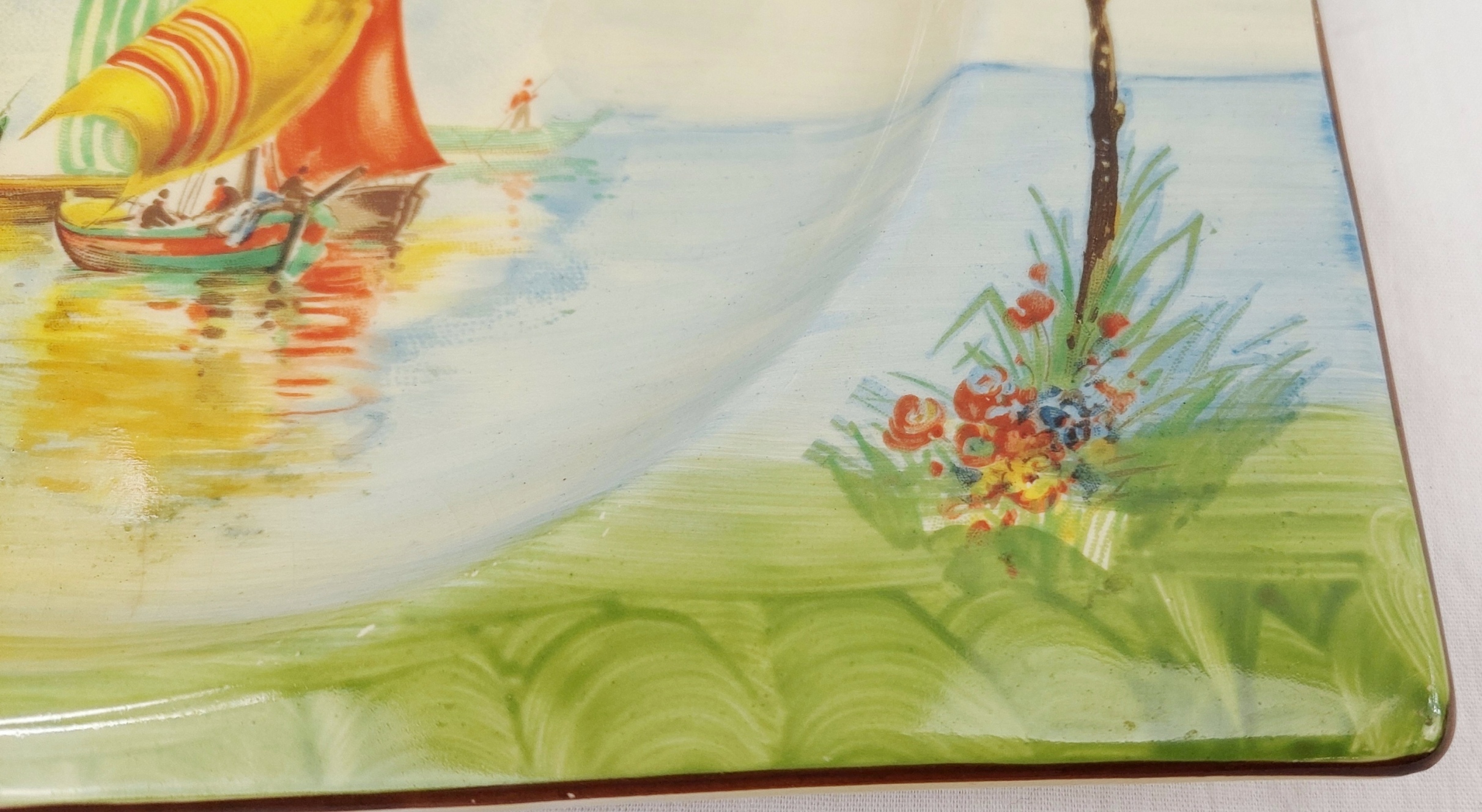 1930s Clarice Cliff Biarritz Paradise Pattern Rectangular Plate - Image 4